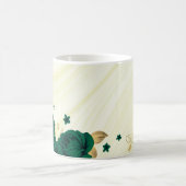 Mug fleurs vert émeraude feuilles or marbre (Centre)