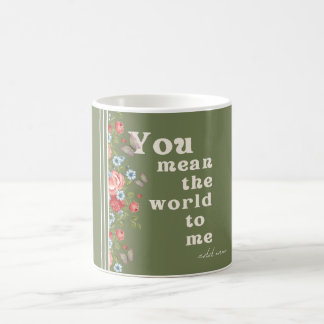 Mug Fleurs Vert Olive – Cadeau Romantique avec Ros