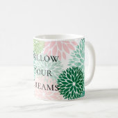 Mug Fleurs Vertes À Monnaie Rose Chic Et Élégantes (Devant droit)