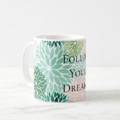 Mug Fleurs Vertes À Monnaie Rose Chic Et Élégantes (Devant gauche)