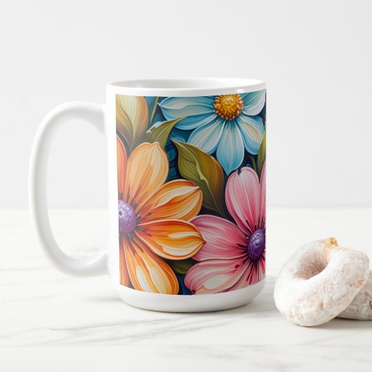 Mug Fleurs Vibrantes (Avec donut)