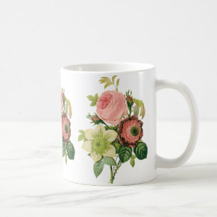 Mug Fleurs Vintage, Anémones Roses Clematis par Redout