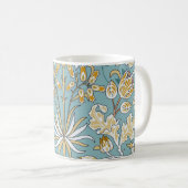 Mug Fleurs vintages, feuillage bleu clair transparent (Devant droit)