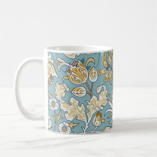 Mug Fleurs vintages, feuillage bleu clair transparent (Gauche)