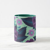 Mug Fleurs violettes avec Feuilles sur Arrière - plan  (Centre)