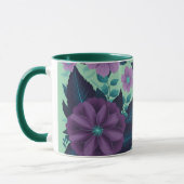 Mug Fleurs violettes avec Feuilles sur Arrière - plan  (Gauche)