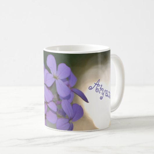 Mug Fleurs violettes avec nom (Devant droit)