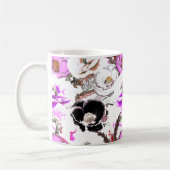 Mug Fleurs violettes, blanches et noires. (Gauche)