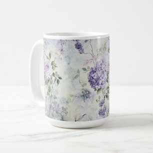 Mug Fleurs violettes de crème romantique
