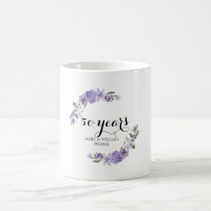 Mug Fleurs violettes de lavande 50e anniversaire maria