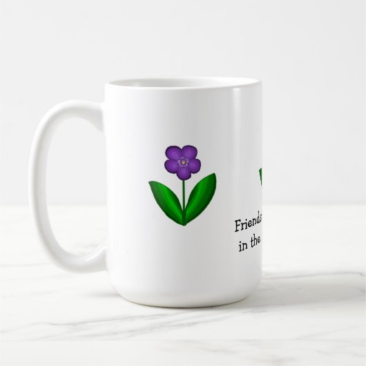 Mug Fleurs violettes de printemps avec message d'amiti (Gauche)