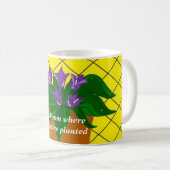 Mug Fleurs Violettes en Pot avec Citation (Devant droit)