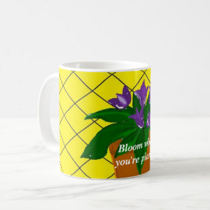 Mug Fleurs Violettes en Pot avec Citation