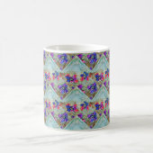 Mug Fleurs violettes et bleues Carrés Zigzags (Centre)