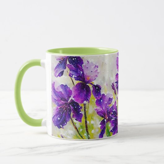 Mug Fleurs violettes et boue d'art à neige printanière (Gauche)