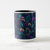 Mug Fleurs violettes et Feuilles Turquoises (Centre)