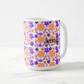 Mug Fleurs violettes Et Oranges (Devant droit)