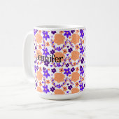 Mug Fleurs violettes Et Oranges (Devant gauche)