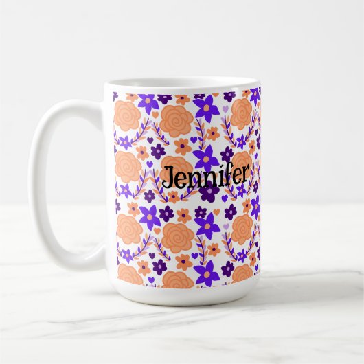 Mug Fleurs violettes Et Oranges (Gauche)