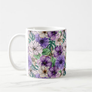 Mug Fleurs violettes et roses