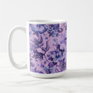 Mug Fleurs violettes et roses sur fond de lavande