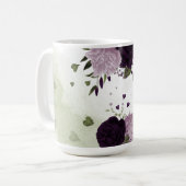 Mug fleurs violettes foncées et claires avec verdure (Devant gauche)