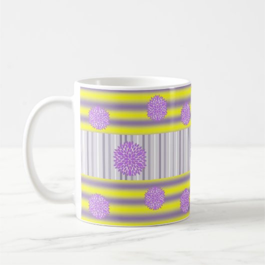 Mug Fleurs violettes gris jaune (Gauche)