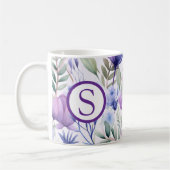 Mug Fleurs violettes Monogramme (Gauche)