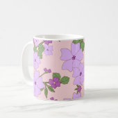 Mug Fleurs Violettes, Motif De Fleurs, Votre Nom (Devant gauche)