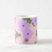 Mug Fleurs Violettes, Motif De Fleurs, Votre Nom (Centre)