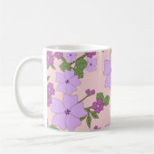 Mug Fleurs Violettes, Motif De Fleurs, Votre Nom (Gauche)