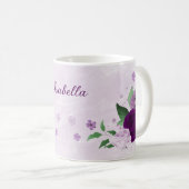 Mug Fleurs violettes romantiques verdure (Devant droit)