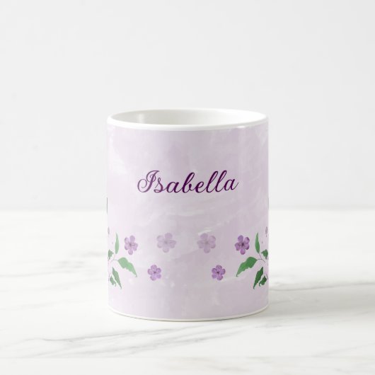 Mug Fleurs violettes romantiques verdure (Centre)