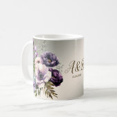 Mug Fleurs violettes rose Or Élégant (Devant gauche)