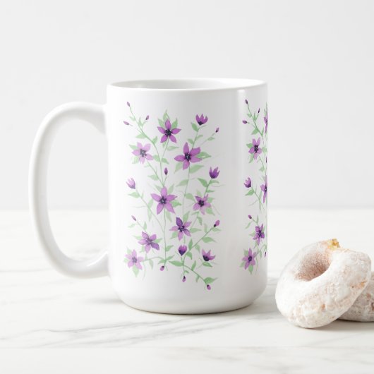 Mug Fleurs violettes sur la vigne (Avec donut)