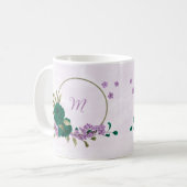Mug fleurs violettes vert émeraude  (Devant gauche)