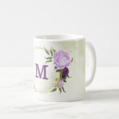 Mug fleurs violettes vert feuilles (Devant droit)