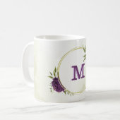 Mug fleurs violettes vert feuilles (Devant gauche)