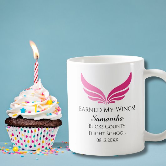 Mug Flight Student Pilot Pink Wing Graduation Aviation