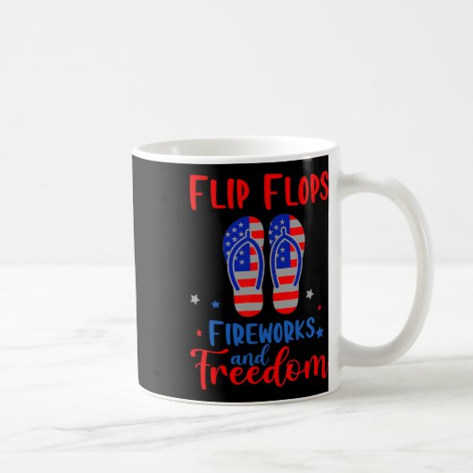 Mug Flip Flops Fireworks Et Liberté Drapeau Américain (Droite)