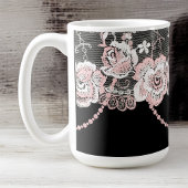 Mug Flirté et délicat Rose Rose Faux Dentelles et Perl