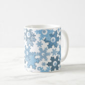 Mug Flocon de neige blanc bleu clair hivernal sans cou (Devant droit)