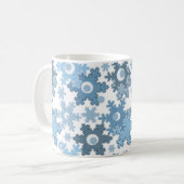 Mug Flocon de neige blanc bleu clair hivernal sans cou (Devant gauche)