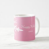 Mug Flocon de neige blanc sur Pink Happy Holidays (Devant droit)