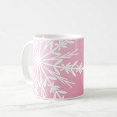 Mug Flocon de neige blanc sur Pink Happy Holidays (Devant gauche)