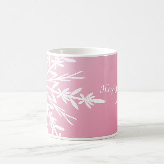 Mug Flocon de neige blanc sur Pink Happy Holidays (Centre)