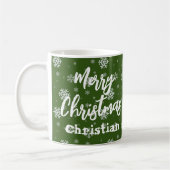 Mug Flocon de neige blanc vert Joyeux Noël moderne (Gauche)