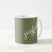 Mug Flocon de neige de script joyeux vert olive Fête (Devant droit)