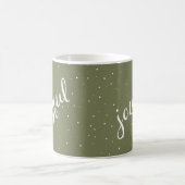 Mug Flocon de neige de script joyeux vert olive Fête (Centre)
