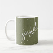 Mug Flocon de neige de script joyeux vert olive Fête (Gauche)